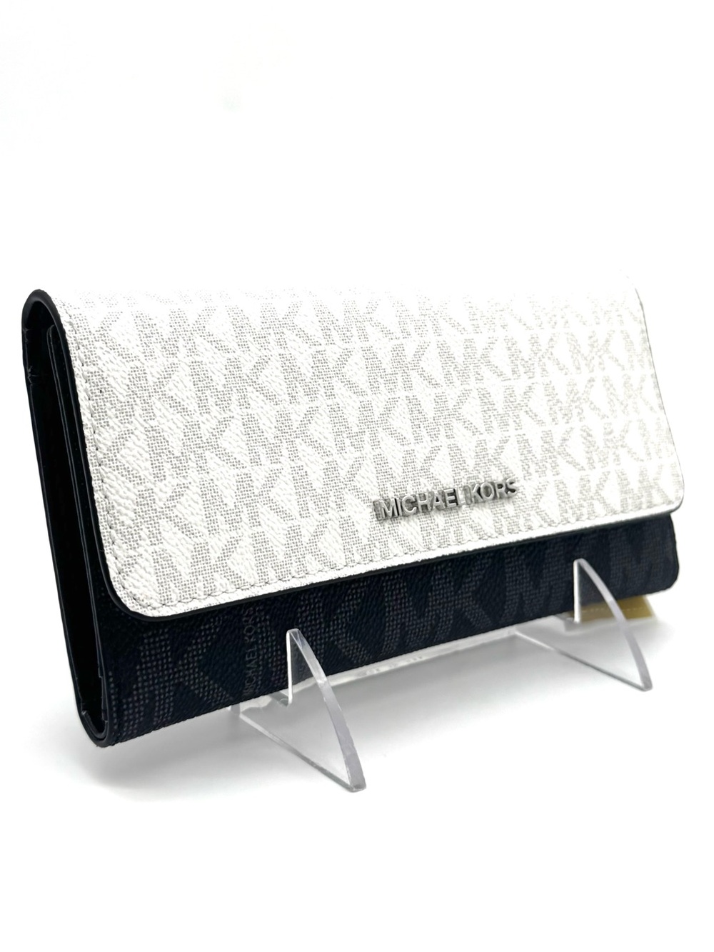 Michael Kors Large Jet Set Travel Trifold Wallet - Optic White Multi
